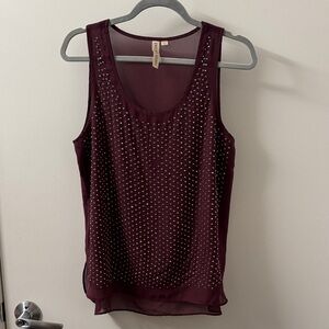 Nordstrom Embellished Sleeveless Chiffon Tank - Burgundy